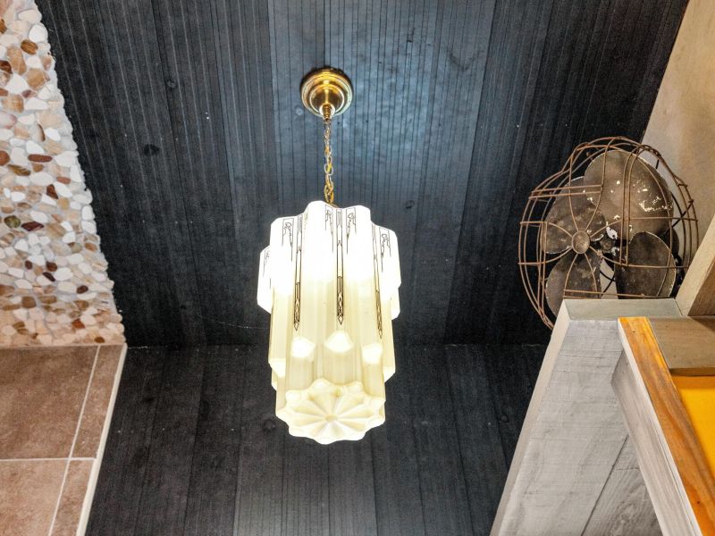 Statement pendant lighting that brings historic character to the space.
