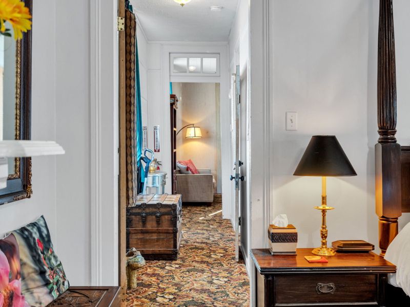 Charming entryway w/ warm vintage touches to welcome you in.