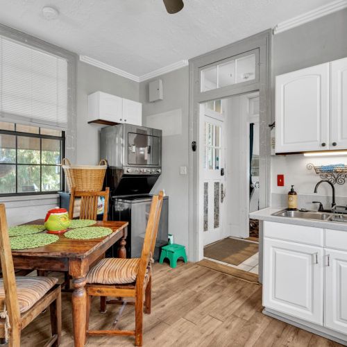 Bright, open kitchen w/ a cozy dining nook for easy mornings.